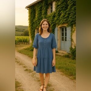 Old Navy Crochet Tiered Dress Cottagecore Granola Girl Boho Castlecore Coquette